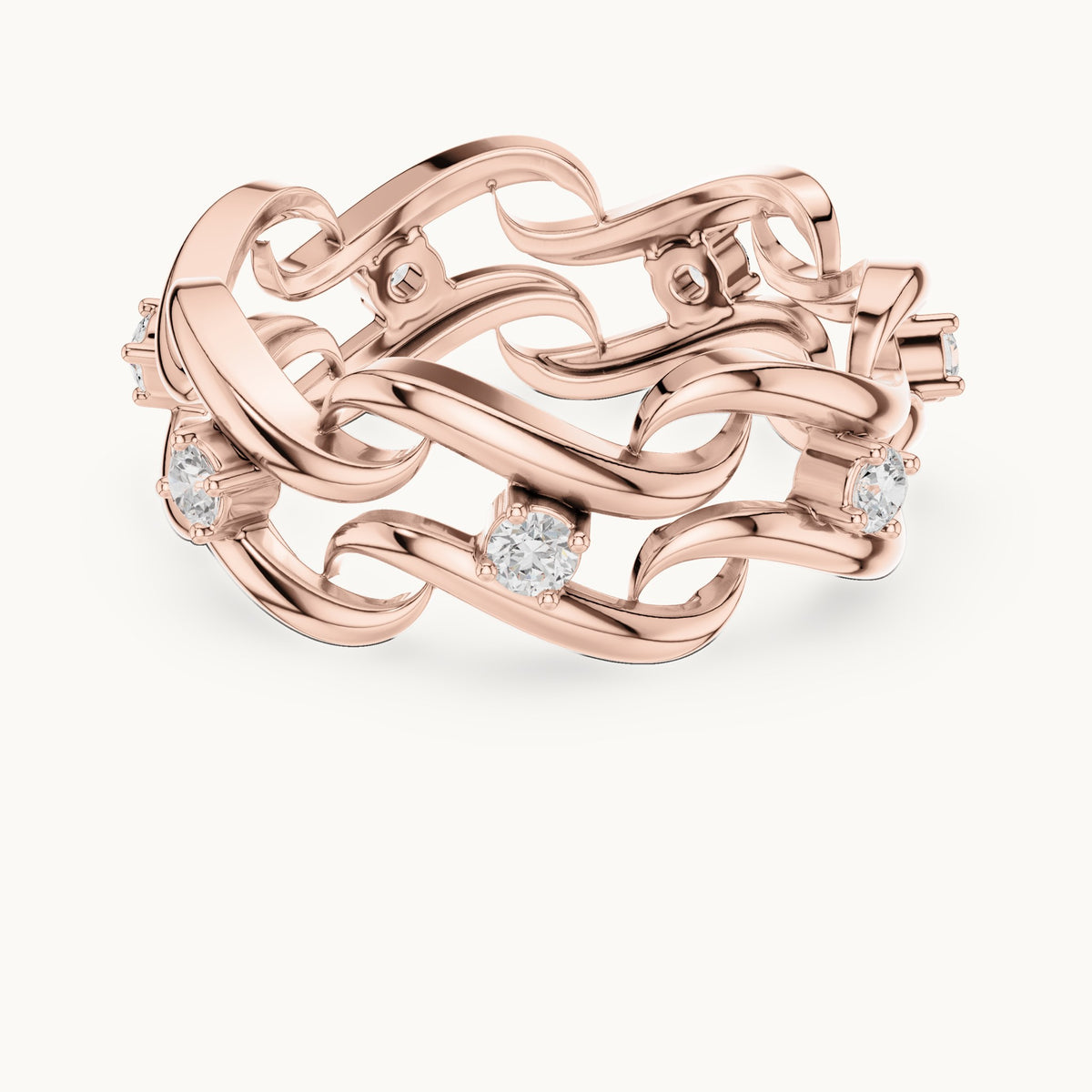 Round lab-grown diamond chain link eternity ring in rose gold, 0.245 CT TW, view 4