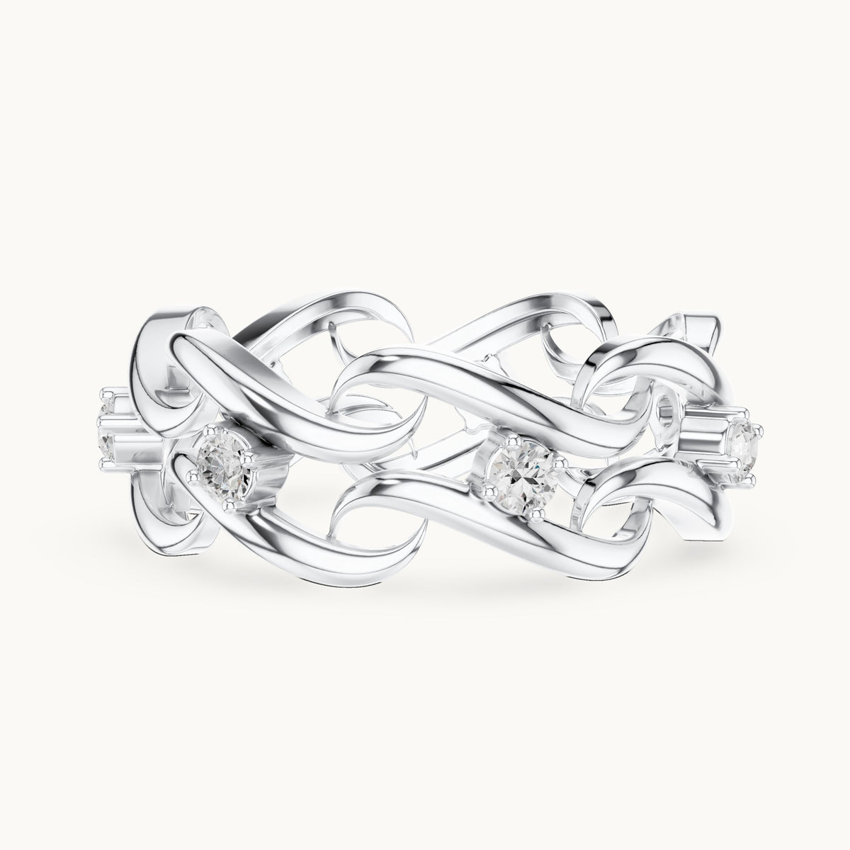 Round lab-grown diamond chain link eternity ring in white gold, 0.245 CT TW, view 3