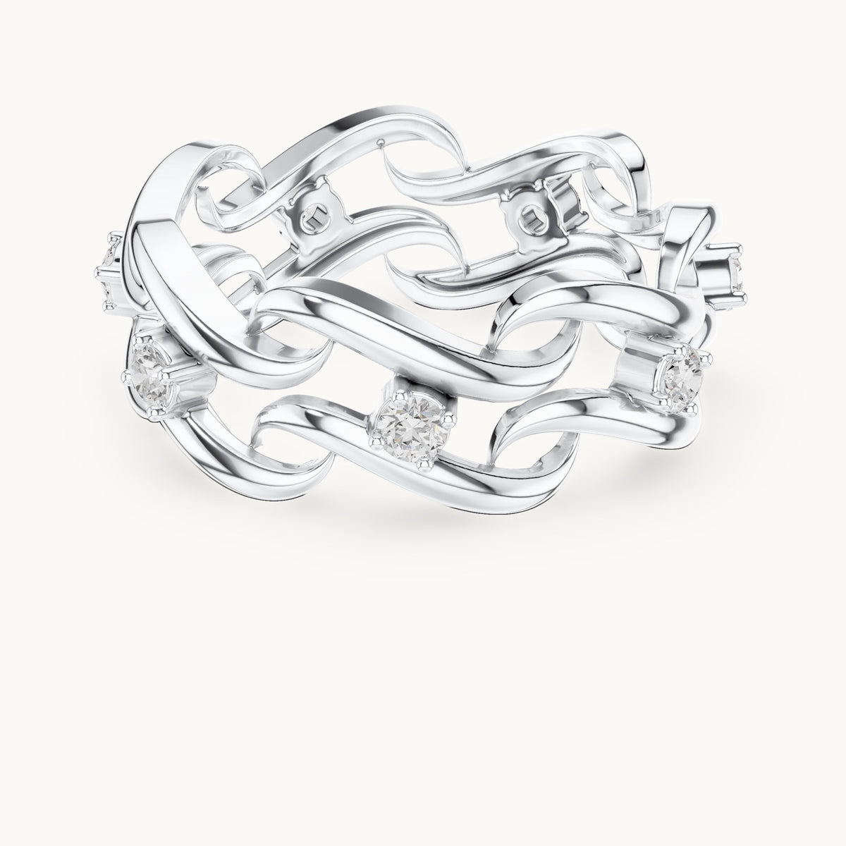 Round lab-grown diamond chain link eternity ring in white gold, 0.245 CT TW, view 4