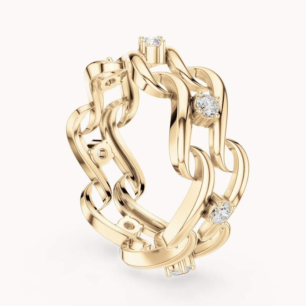 Round lab-grown diamond chain link eternity ring in yellow gold, 0.245 CT TW, view 1