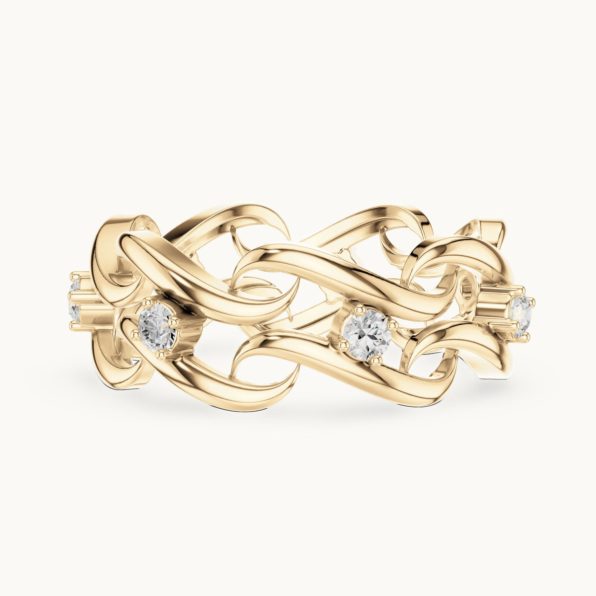 Round lab-grown diamond chain link eternity ring in yellow gold, 0.245 CT TW, view 3