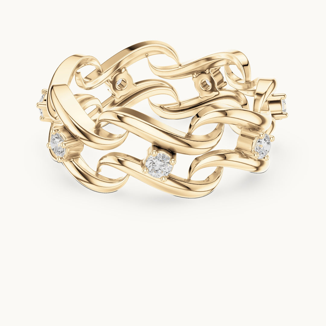 Round lab-grown diamond chain link eternity ring in yellow gold, 0.245 CT TW, view 4