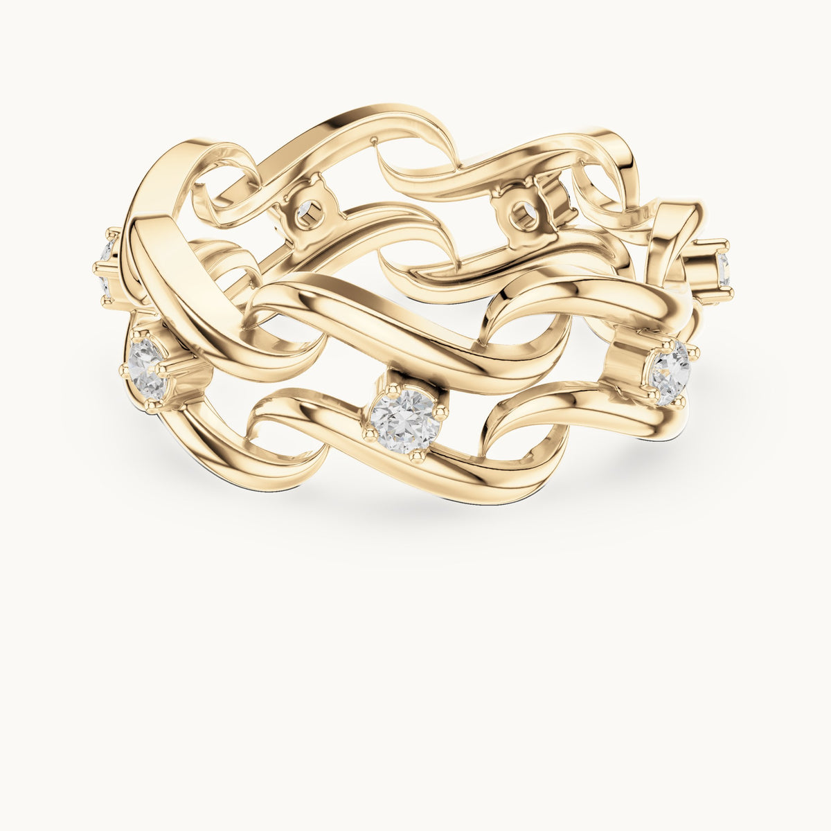 Round lab-grown diamond chain link eternity ring in yellow gold, 0.245 CT TW, view 4
