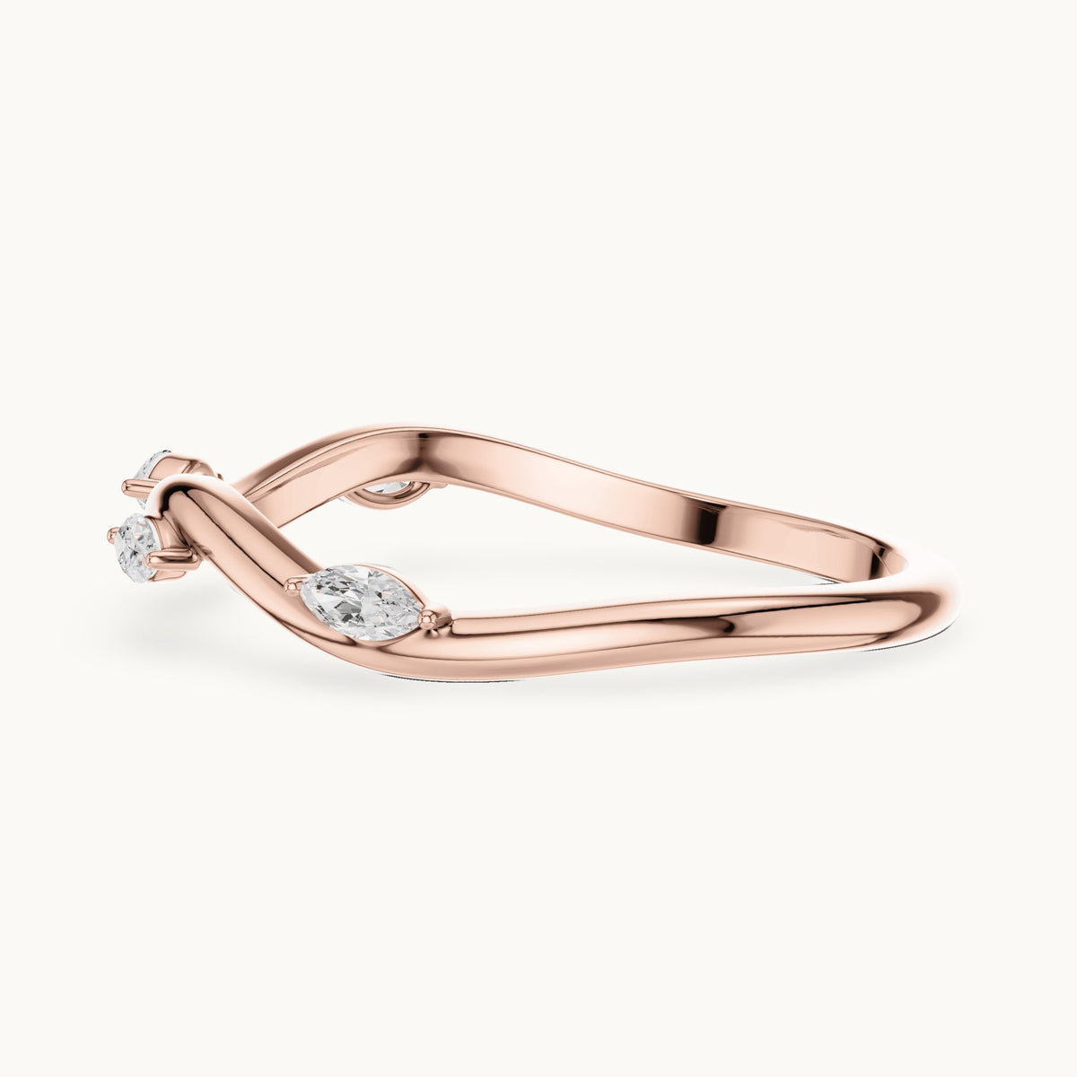 Marquise lab-grown diamond twist stacking ring in rose gold, 0.10 CT TW, view 3