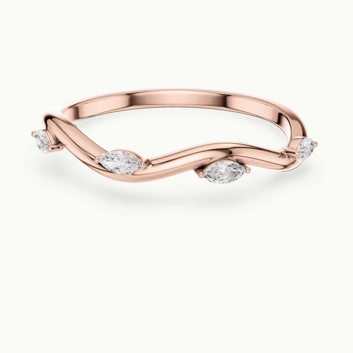 Marquise lab-grown diamond twist stacking ring in rose gold, 0.10 CT TW, view 4