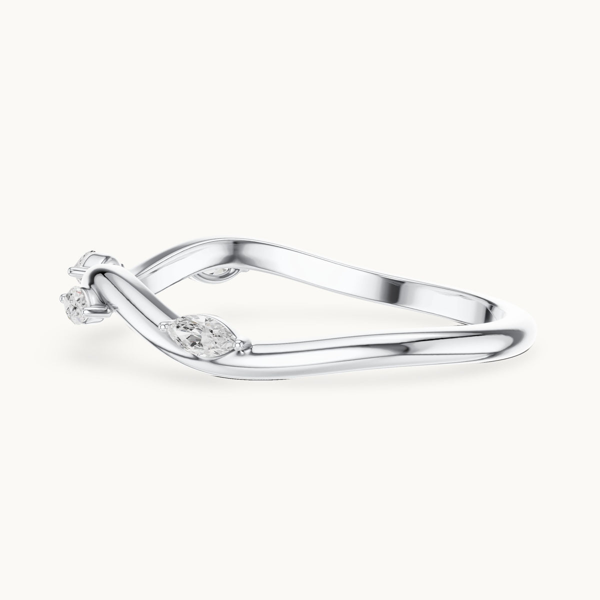 Marquise lab-grown diamond twist stacking ring in white gold, 0.10 CT TW, view 3