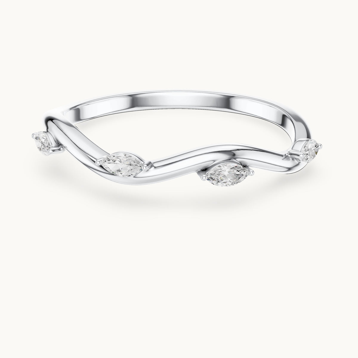 Marquise lab-grown diamond twist stacking ring in white gold, 0.10 CT TW, view 4