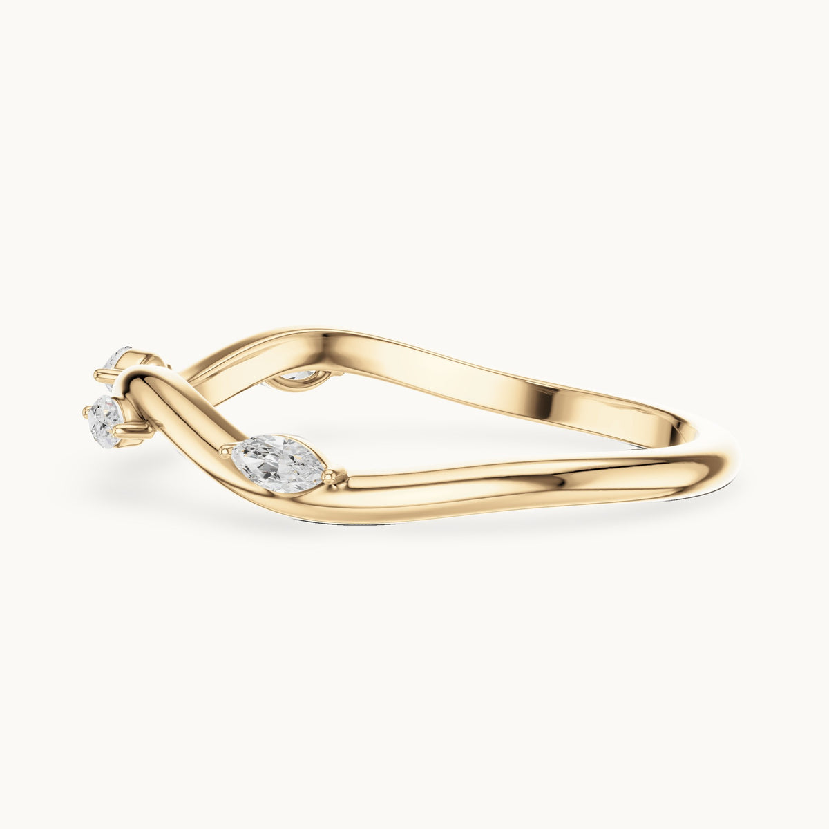Marquise lab-grown diamond twist stacking ring in yellow gold, 0.10 CT TW, view 3