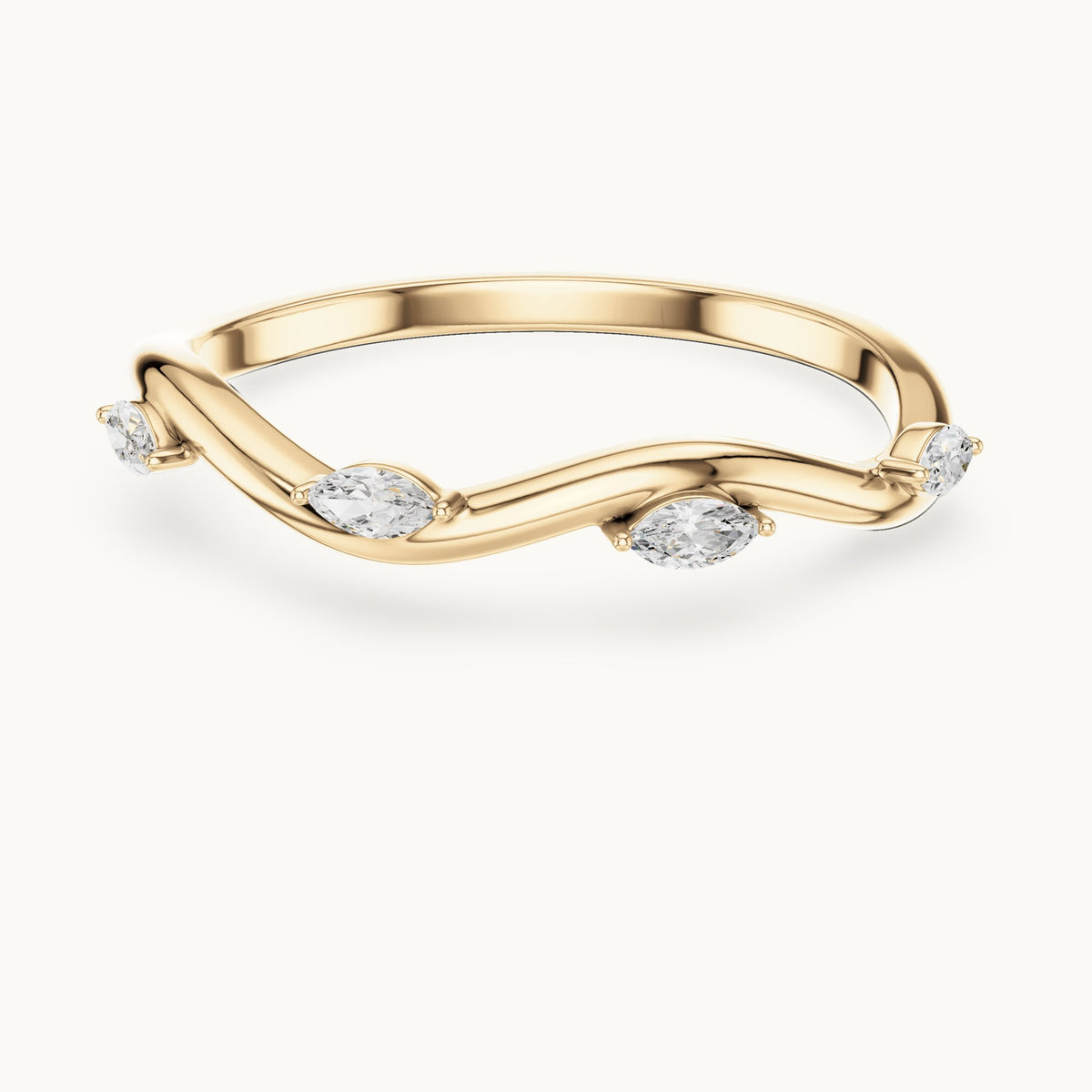 Marquise lab-grown diamond twist stacking ring in yellow gold, 0.10 CT TW, view 4
