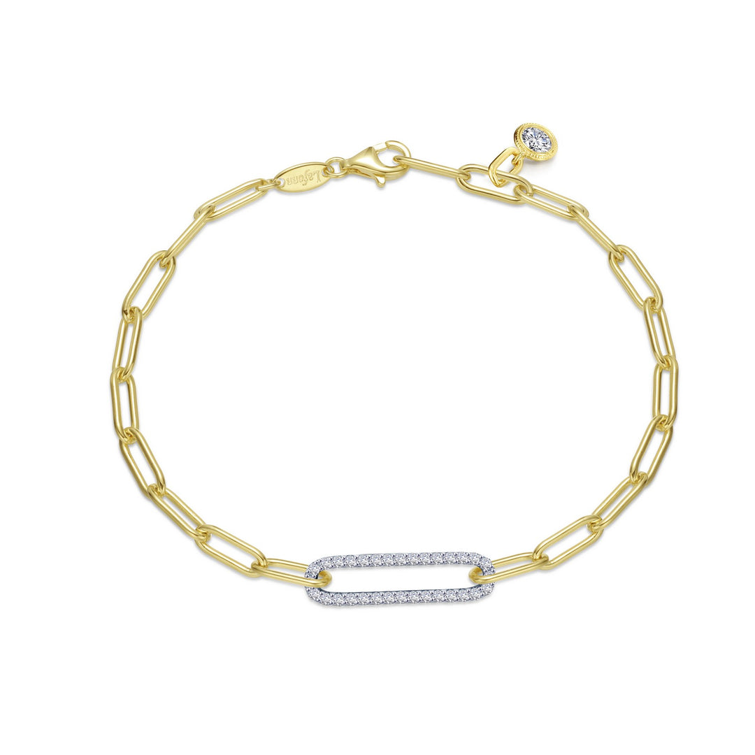 0.57 CTW 2-Tone Paperclip Bracelet