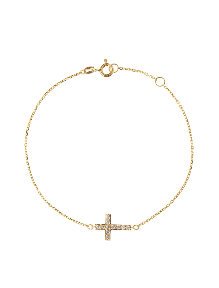 18K GOLD SPARKLING CROSS BRACELET