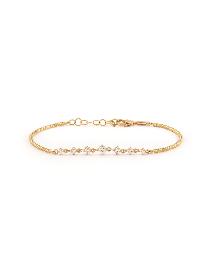 18K GOLD PRONG SET BANGLE DIAMOND BRACELET