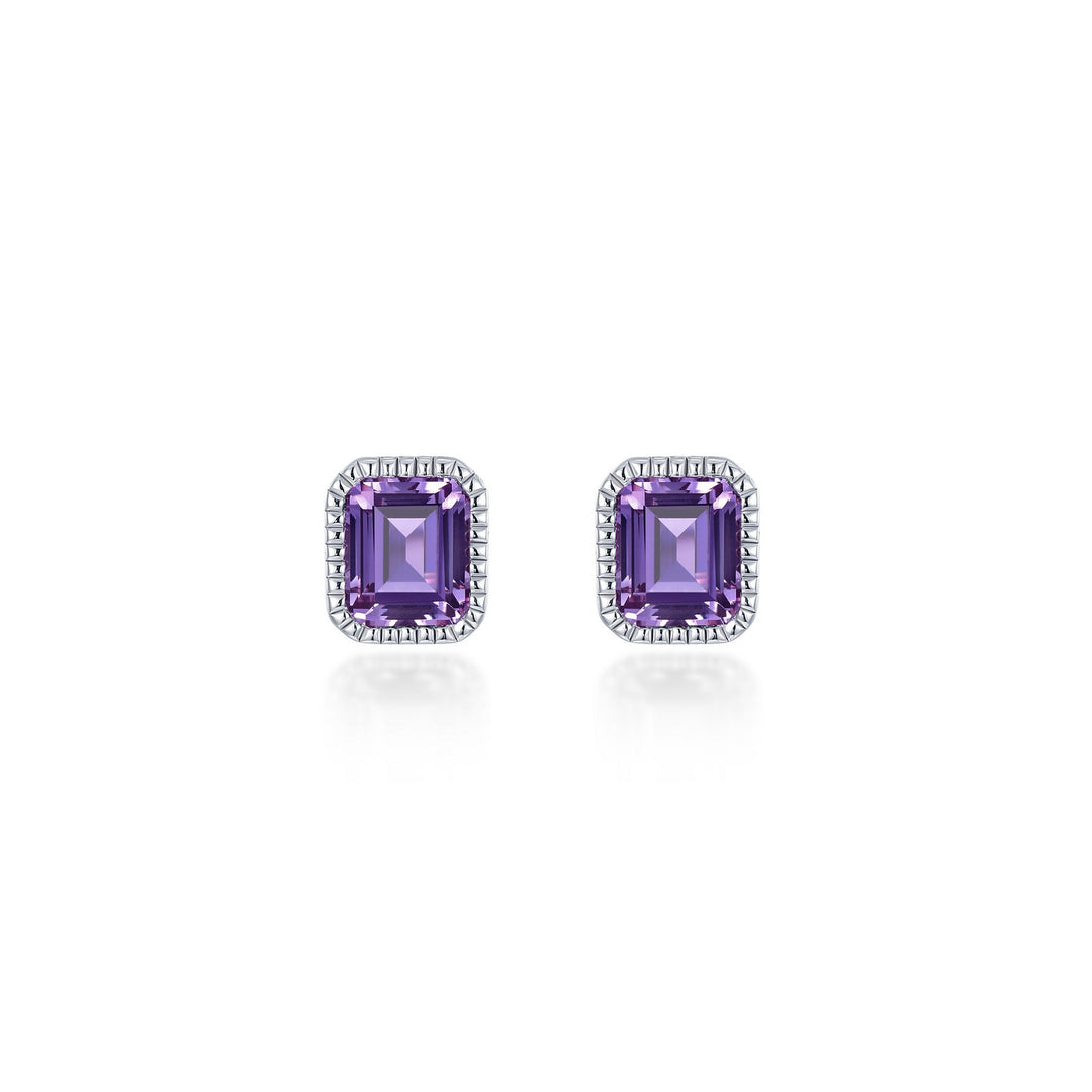 February Birthstone Solitaire Stud Earrings