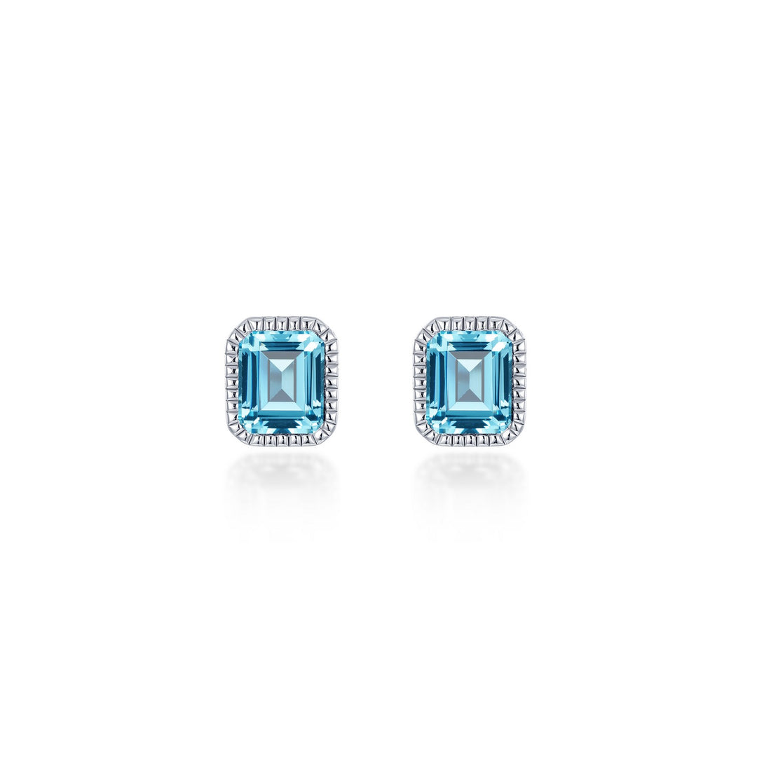 March Birthstone Solitaire Stud Earrings