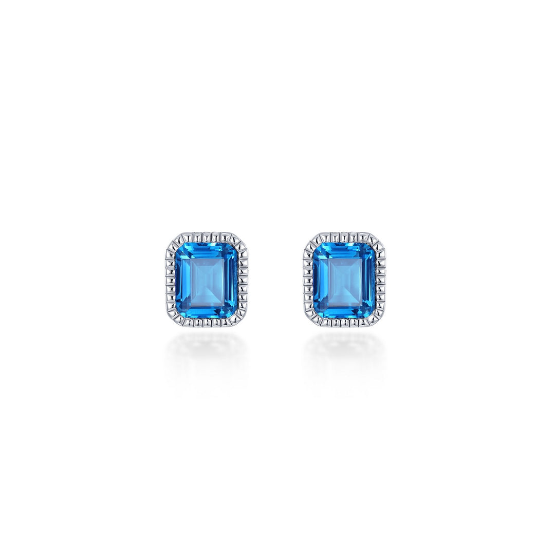 December Birthstone Solitaire Stud Earrings