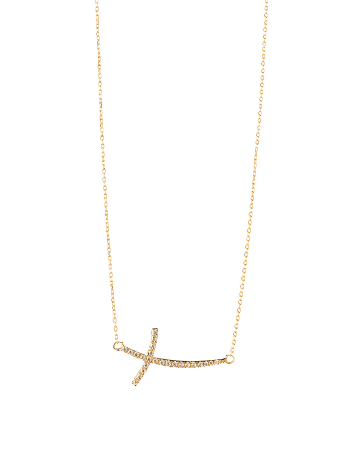 18K GOLD CROSS ROUND NECKLACE