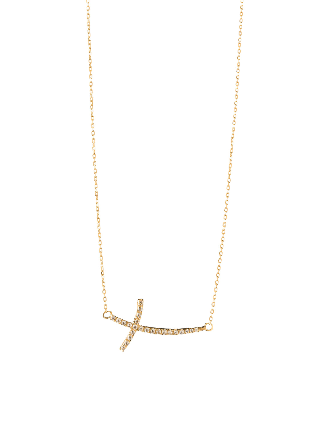 18K GOLD CROSS ROUND NECKLACE