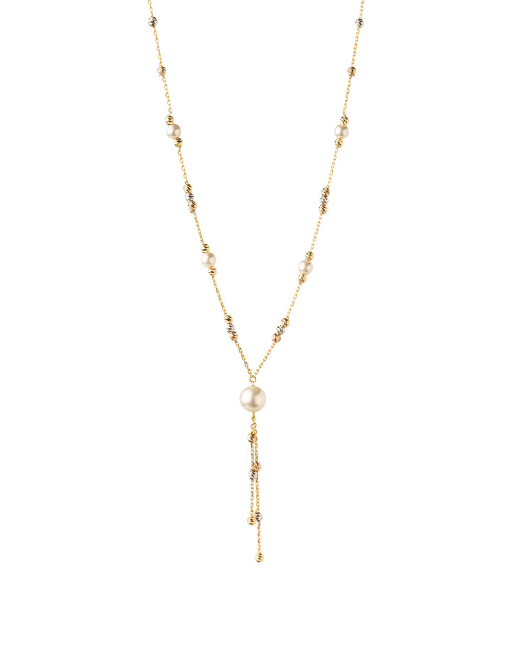 18K GOLD SYNTHETIC PEARLS DROP NECKLACE