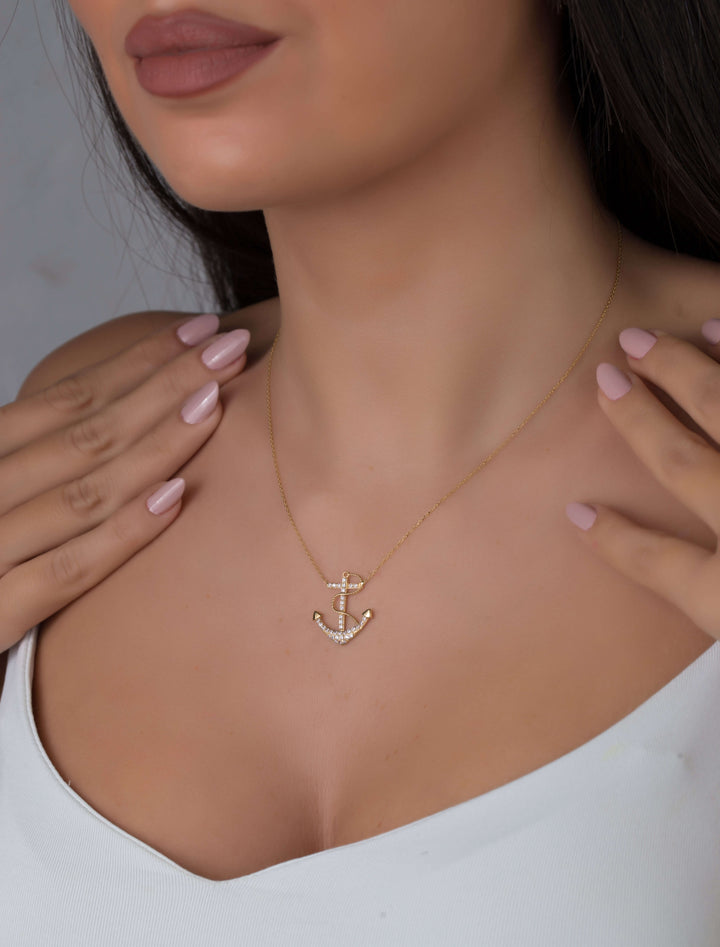 18K GOLD ANCHOR NECKLACE