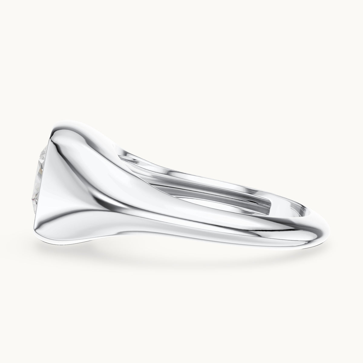 Cushion-cut lab-grown diamond bezel signet ring in white gold, 2.00 CT TW, view 3