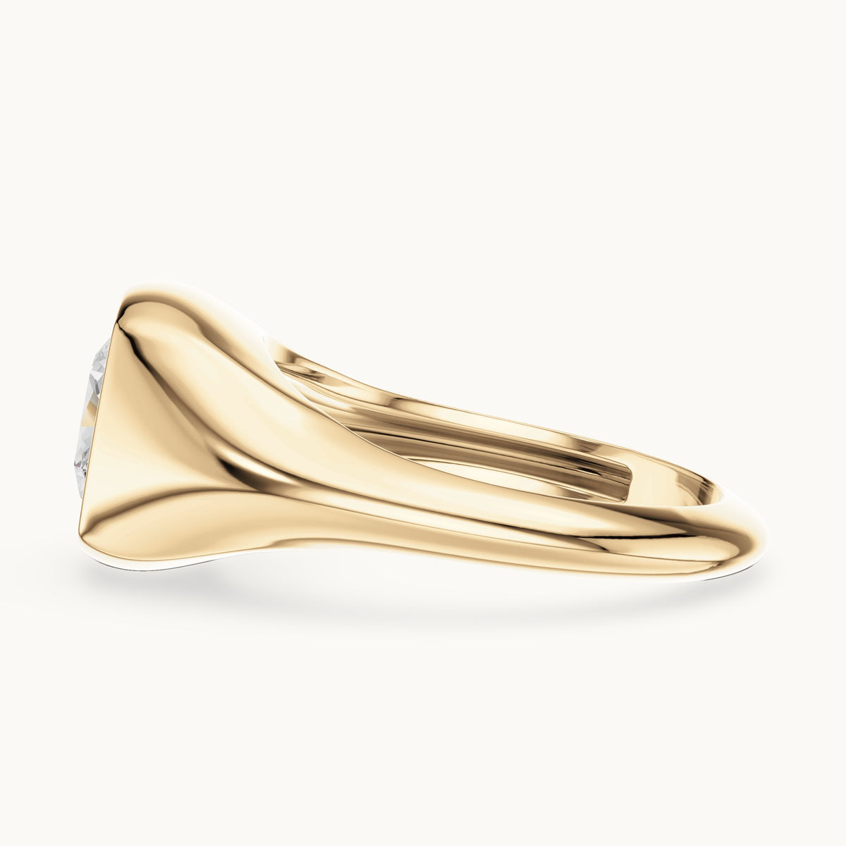 Cushion-cut lab-grown diamond bezel signet ring in yellow gold, 2.00 CT TW, view 3