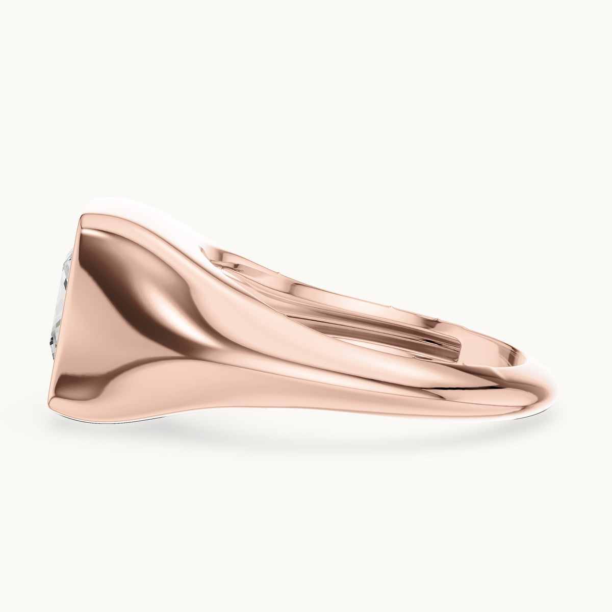 Princess-cut lab-grown diamond bezel signet ring in rose gold, 2.00 CT TW, view 3