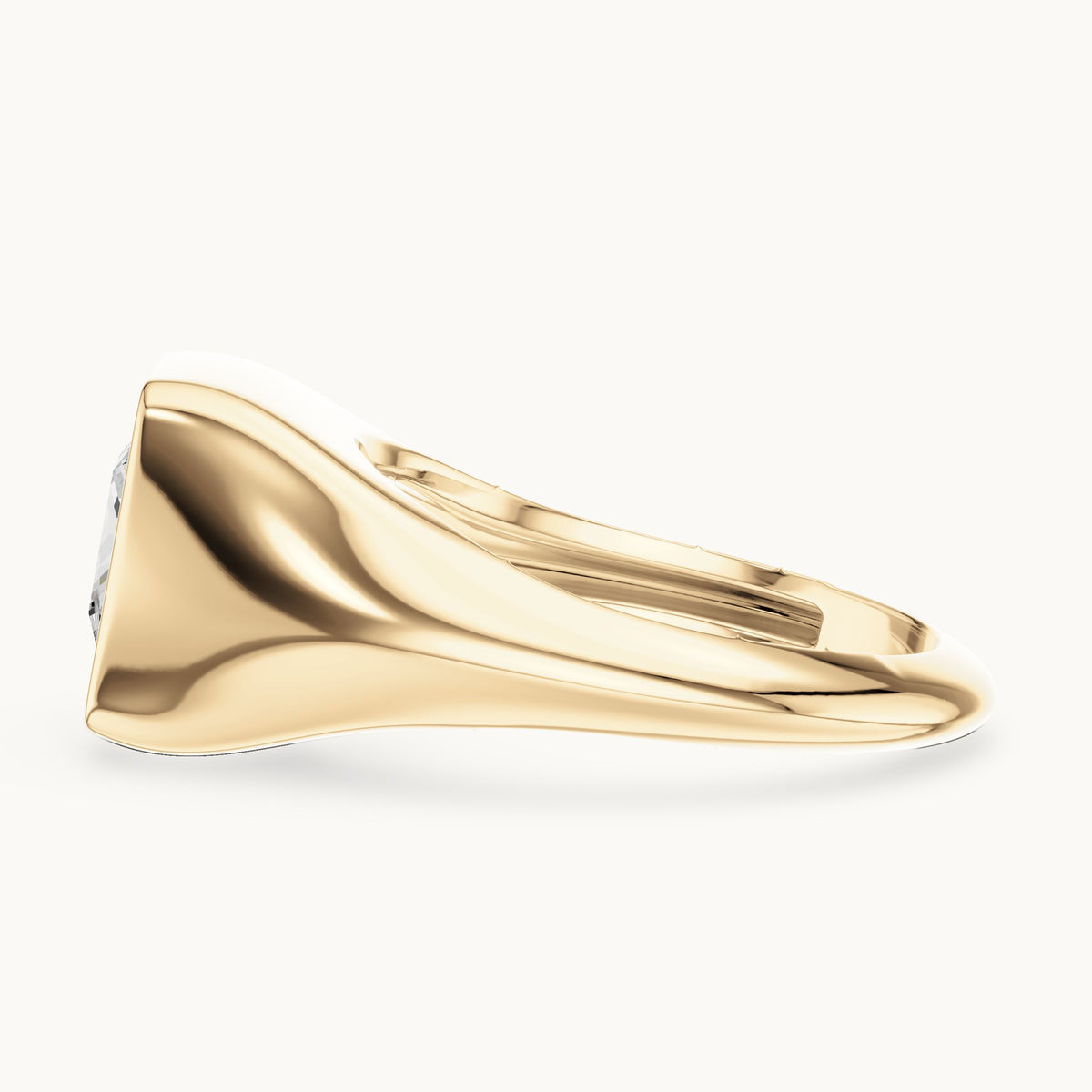 Princess-cut lab-grown diamond bezel signet ring in yellow gold, 2.00 CT TW, view 3