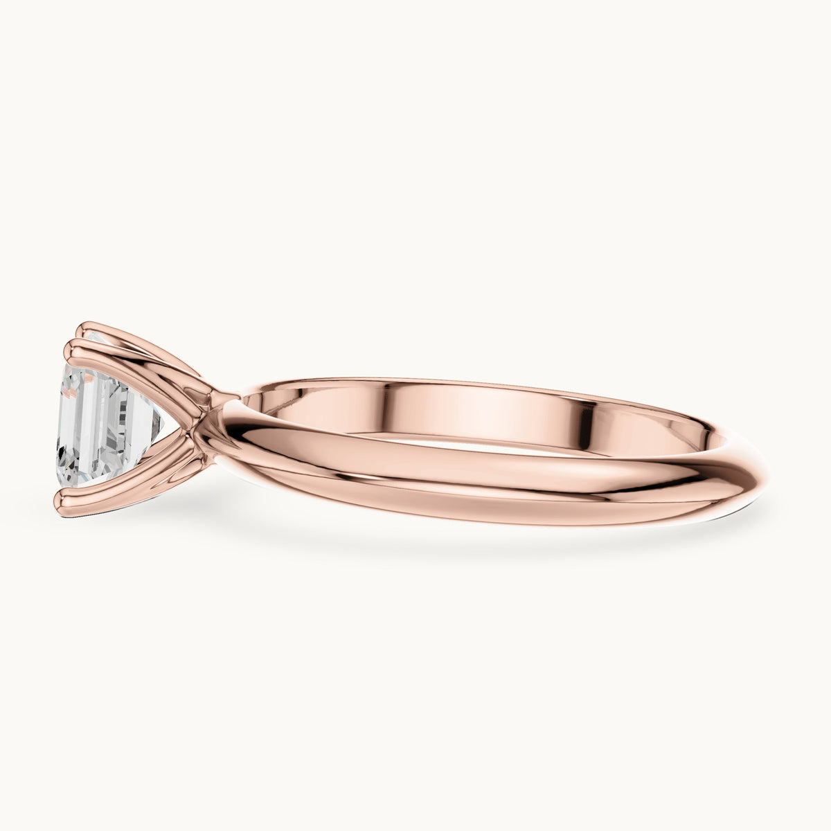 Asscher-cut lab-grown diamond classic prong solitaire engagement ring in rose gold, 1.00 CT TW, view 3