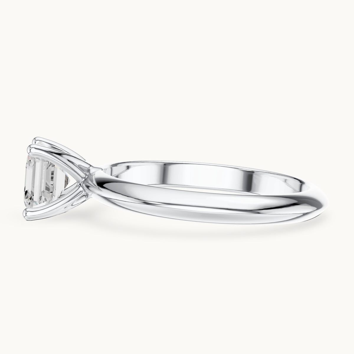 Asscher-cut lab-grown diamond classic prong solitaire engagement ring in white gold, 1.00 CT TW, view 3