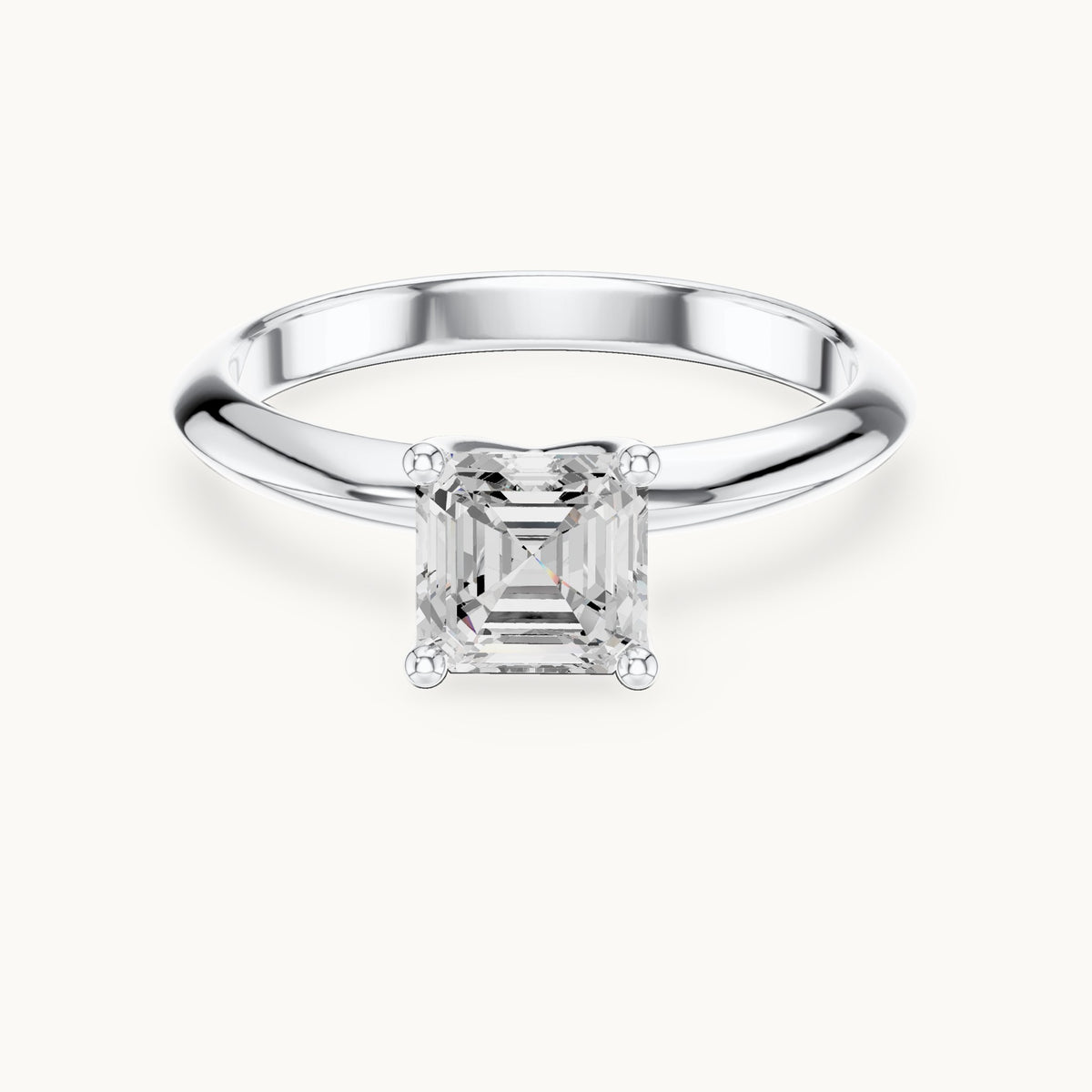 Asscher-cut lab-grown diamond classic prong solitaire engagement ring in white gold, 1.00 CT TW, view 4