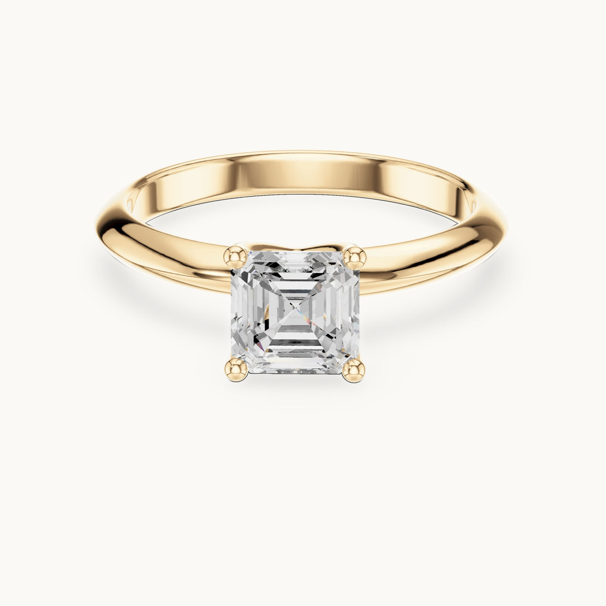 Asscher-cut lab-grown diamond classic prong solitaire engagement ring in yellow gold, 1.00 CT TW, view 4