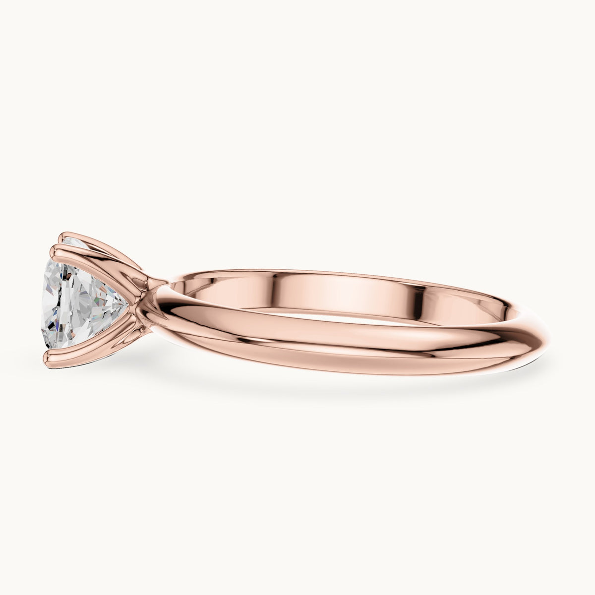 Cushion-cut lab-grown diamond classic prong solitaire engagement ring in rose gold, 1.00 CT TW, view 3