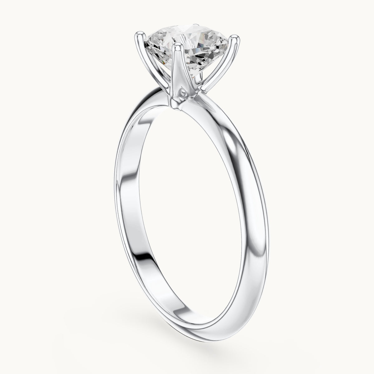 Cushion-cut lab-grown diamond classic prong solitaire engagement ring in white gold, 1.00 CT TW, view 1