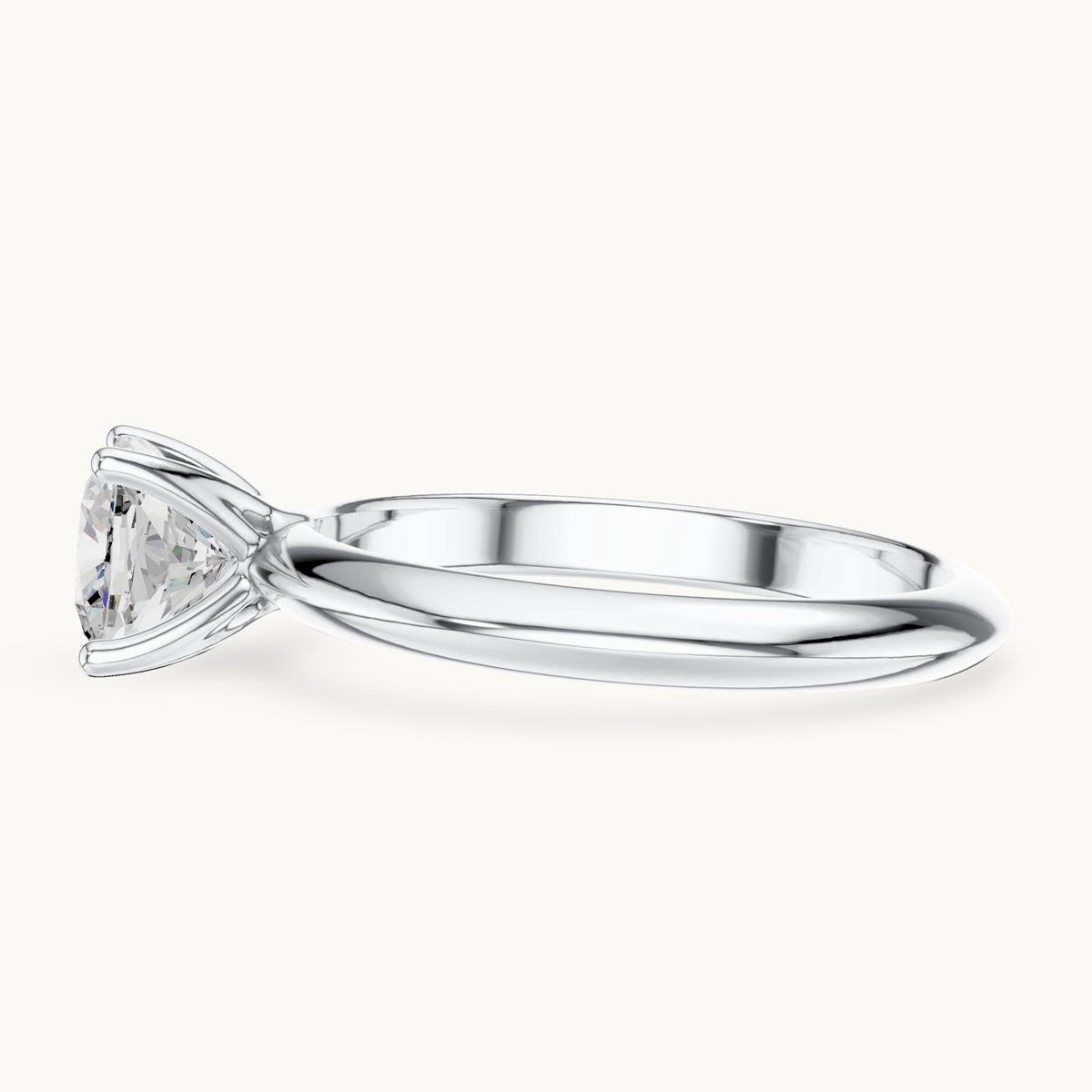 Cushion-cut lab-grown diamond classic prong solitaire engagement ring in white gold, 1.00 CT TW, view 3