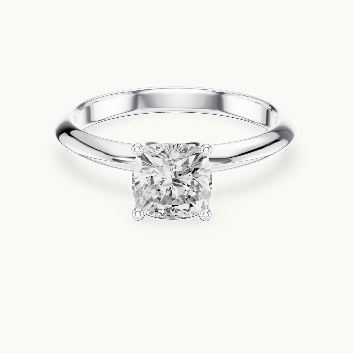 Cushion-cut lab-grown diamond classic prong solitaire engagement ring in white gold, 1.00 CT TW, view 4