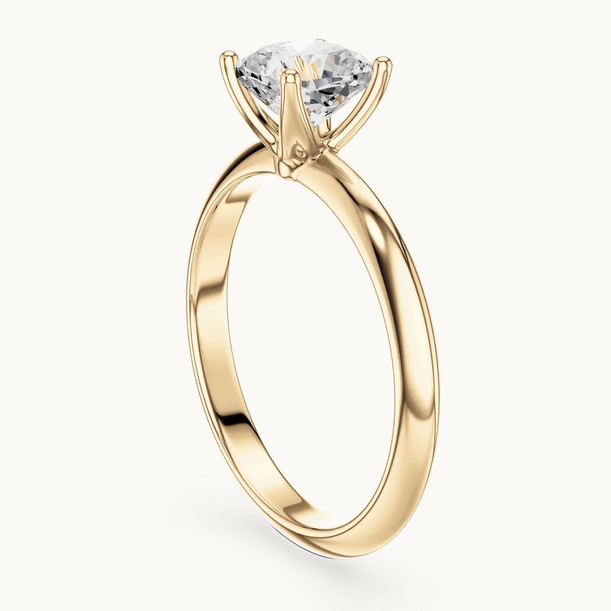 Cushion-cut lab-grown diamond classic prong solitaire engagement ring in yellow gold, 1.00 CT TW, view 1