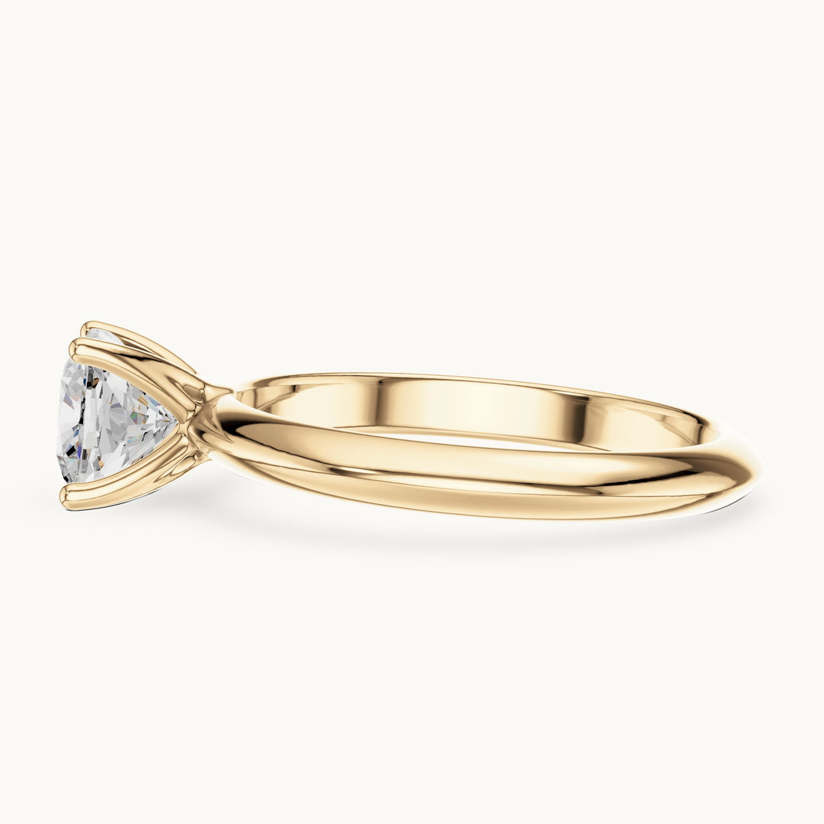 Cushion-cut lab-grown diamond classic prong solitaire engagement ring in yellow gold, 1.00 CT TW, view 3