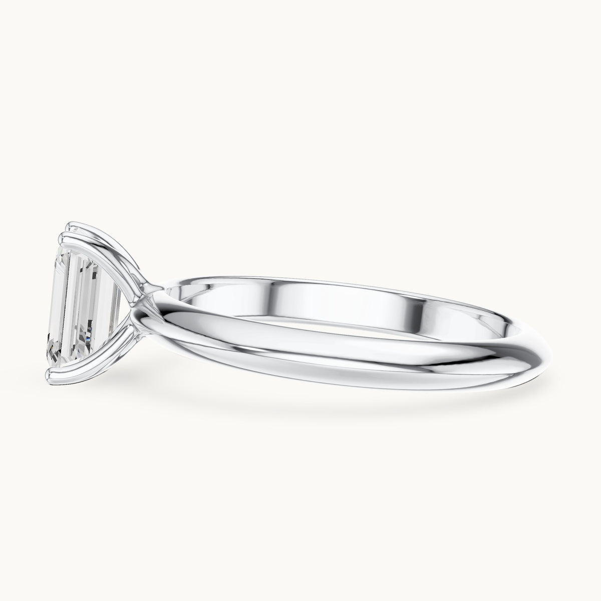 Emerald-cut lab-grown diamond classic prong solitaire engagement ring in white gold, 1.00 CT TW, view 3