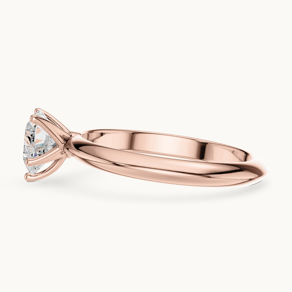 Heart lab-grown diamond classic prong solitaire engagement ring in rose gold, 1.00 CT TW, view 3