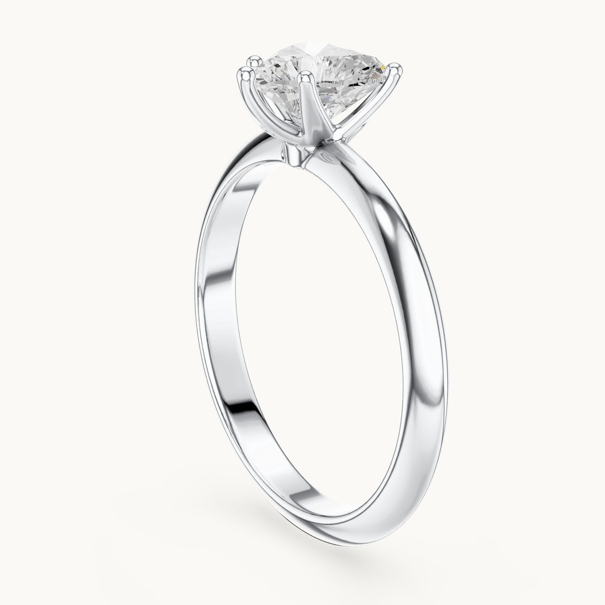 Heart lab-grown diamond classic prong solitaire engagement ring in white gold, 1.00 CT TW, view 1