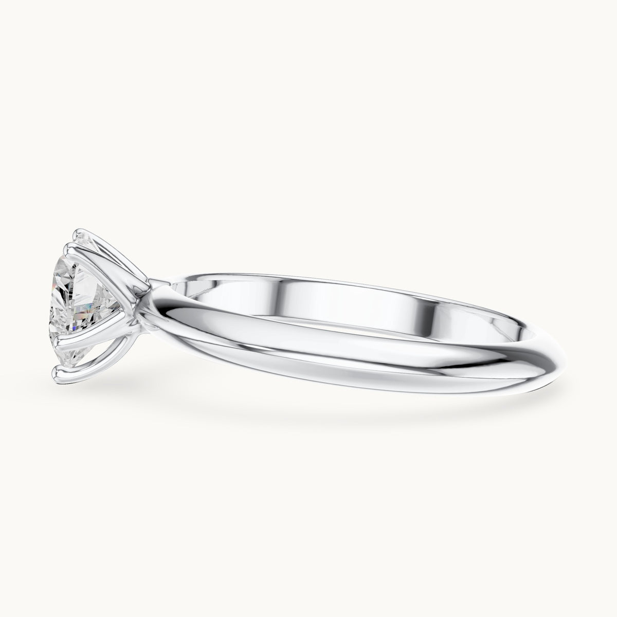 Heart lab-grown diamond classic prong solitaire engagement ring in white gold, 1.00 CT TW, view 3