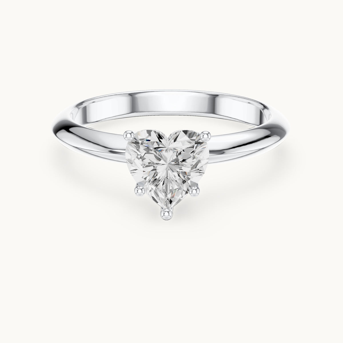 Heart lab-grown diamond classic prong solitaire engagement ring in white gold, 1.00 CT TW, view 4