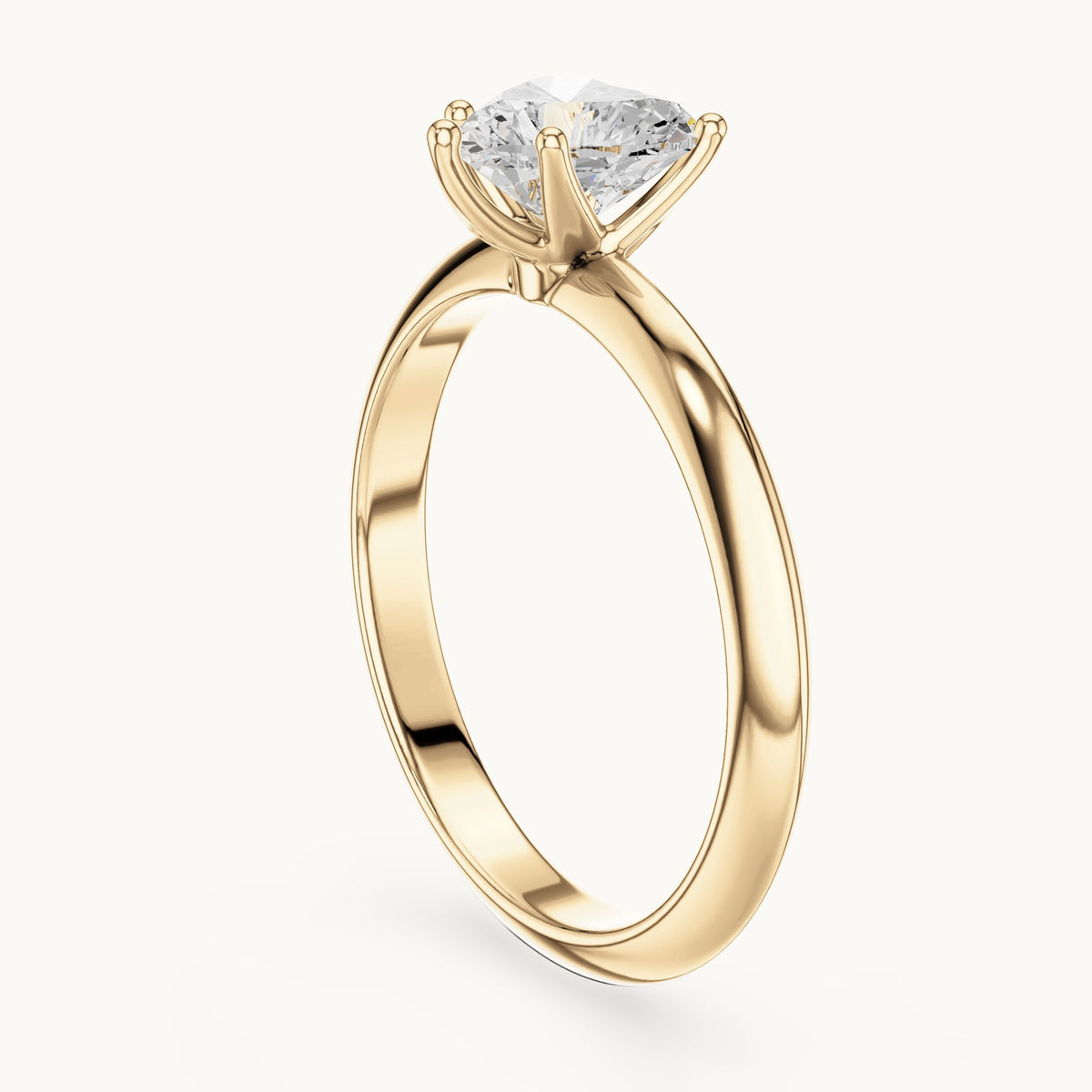 Heart lab-grown diamond classic prong solitaire engagement ring in yellow gold, 1.00 CT TW, view 1