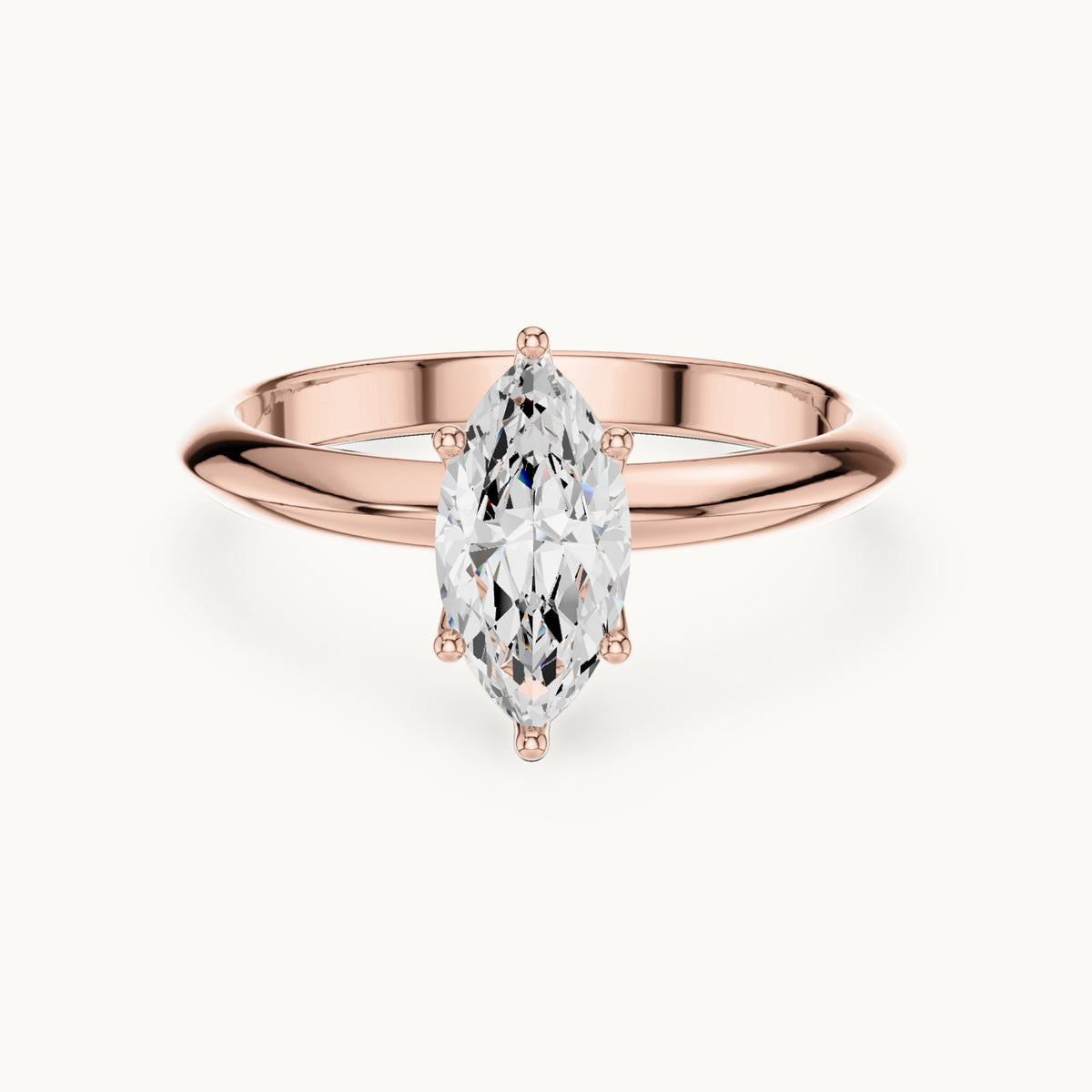Marquise lab-grown diamond classic prong solitaire engagement ring in rose gold, 1.00 CT TW, view 4