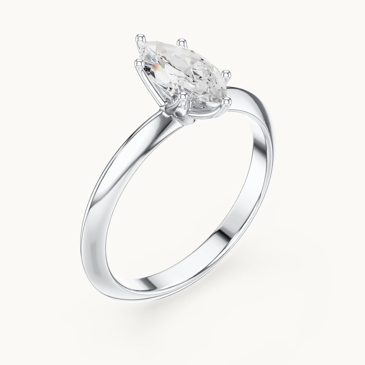 Marquise lab-grown diamond classic prong solitaire engagement ring in white gold, 1.00 CT TW, view 2