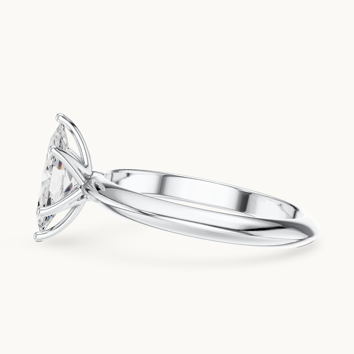 Marquise lab-grown diamond classic prong solitaire engagement ring in white gold, 1.00 CT TW, view 3