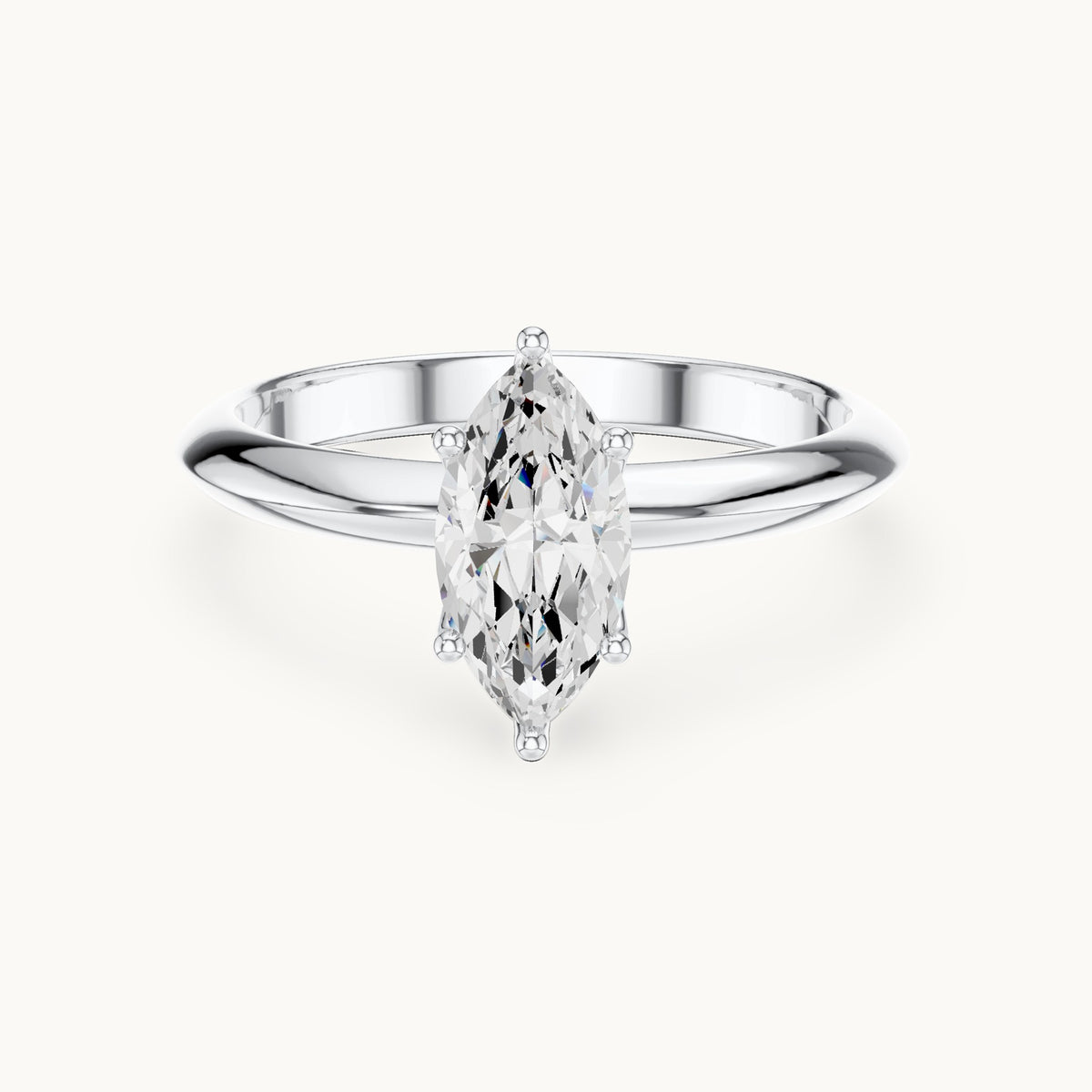 Marquise lab-grown diamond classic prong solitaire engagement ring in white gold, 1.00 CT TW, view 4
