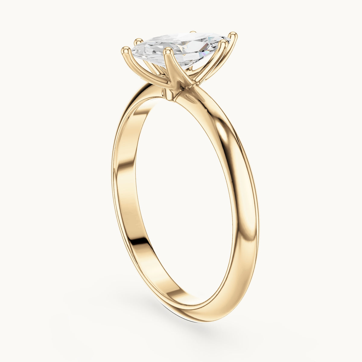 Marquise lab-grown diamond classic prong solitaire engagement ring in yellow gold, 1.00 CT TW, view 1