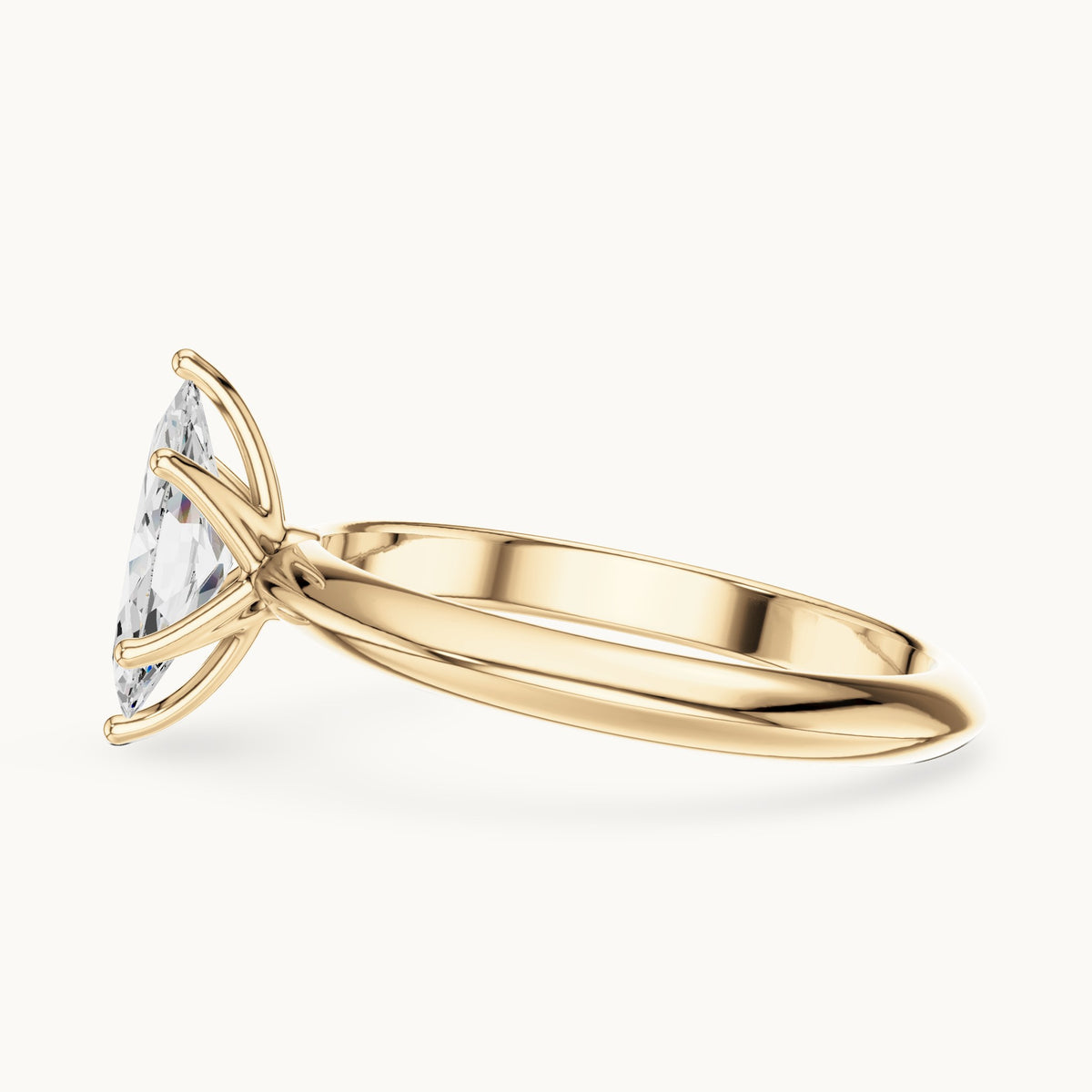 Marquise lab-grown diamond classic prong solitaire engagement ring in yellow gold, 1.00 CT TW, view 3