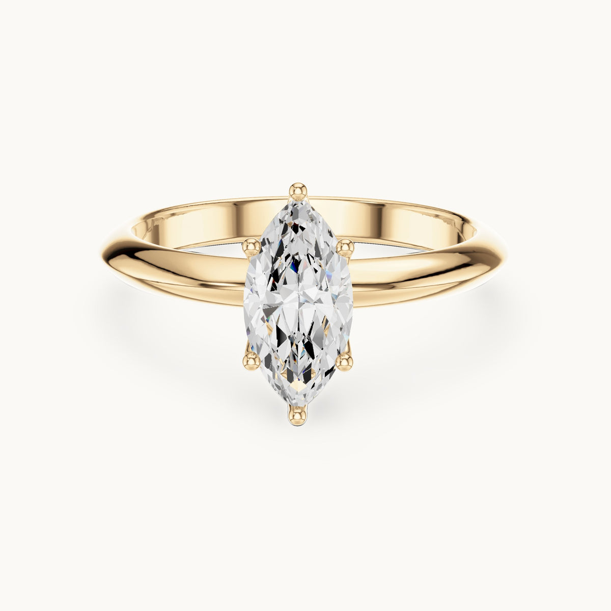 Marquise lab-grown diamond classic prong solitaire engagement ring in yellow gold, 1.00 CT TW, view 4